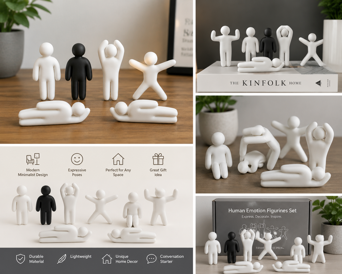Human Emotion Figurines Set – Minimalist Expression Sculptures