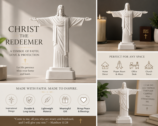 Christ the Redeemer Statue | Jesus Figurine | Inspirational Religious Gift | Modern Faith Sculpture